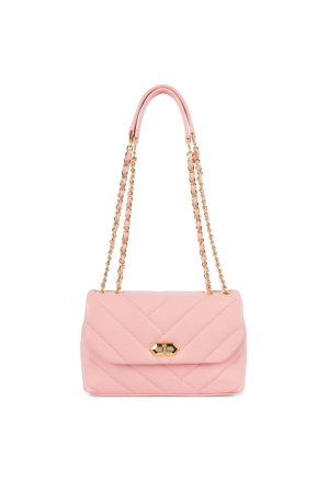 sac trotteur à rabat Lancaster Soft Matelassé en cuir rose