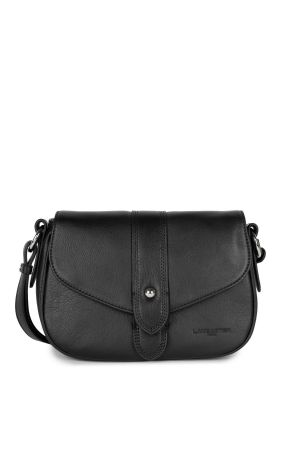 sac trotteur à rabat Soft Tie Lancaster en cuir pleine fleur noir