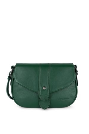 sac trotteur à rabat Soft Tie Lancaster en cuir de vachette pleine fleur vert alpin