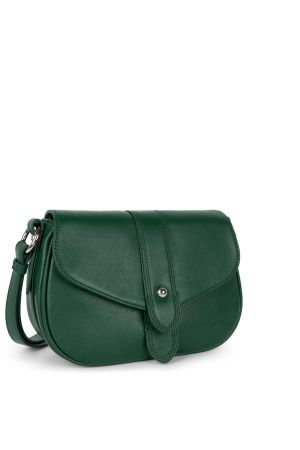 sac trotteur à rabat Soft Tie Lancaster en cuir de vachette pleine fleur vert alpin