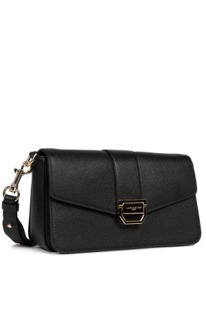 sac trotteur à rabat Lancaster Valor en cuir grainé noir