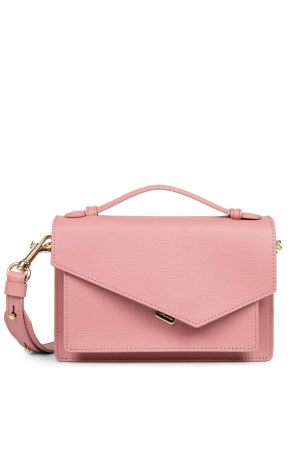 sac trotteur à rabat Zoé x Lancaster en cuir grainé rose