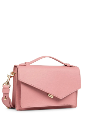 sac trotteur à rabat Zoé x Lancaster en cuir grainé rose