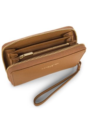 portefeuille compagnon zippé Lancaster Dune en cuir grainé camel