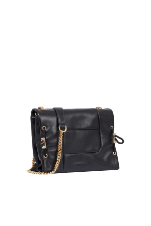 sac à rabat Lancel Billie S en cuir lisse noir