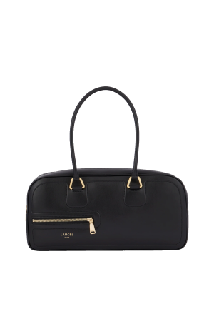 sac bowling Lancel Camelon en cuir lisse noir