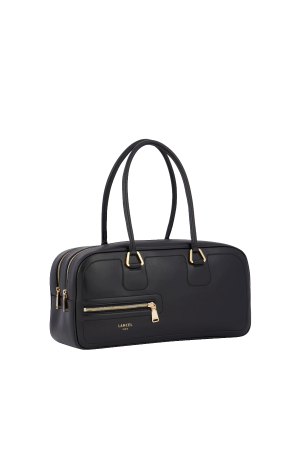 sac bowling Lancel Camelon en cuir lisse noir