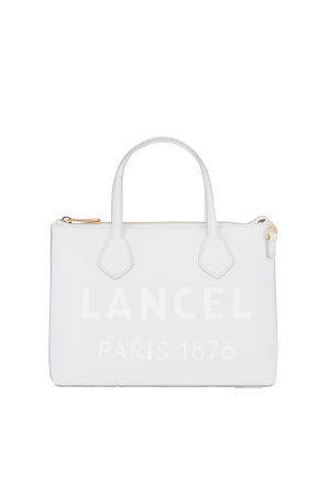 sac cabas Lancel Essential S en cuir lisse blanc
