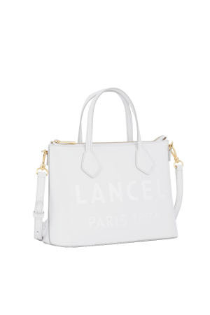 sac cabas Lancel Essential S en cuir lisse blanc