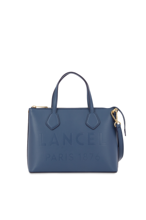 cabas zippé S Essential de Lance en cuir lisse navy