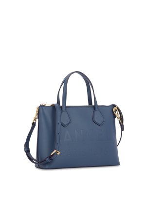 cabas zippé S Essential de Lance en cuir lisse navy