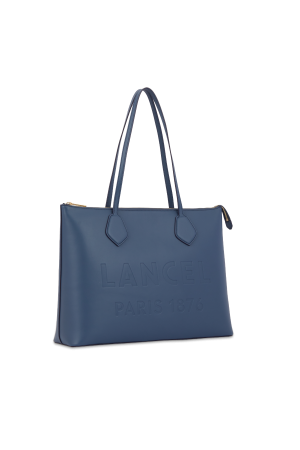 cabas zippé Lancel Essential en cuir lisse navy