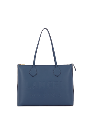 cabas zippé Lancel Essential en cuir lisse navy