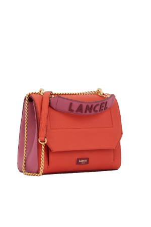 sac à rabat Lancel Ninon M Multicolore en cuir grainé rouge rose prune