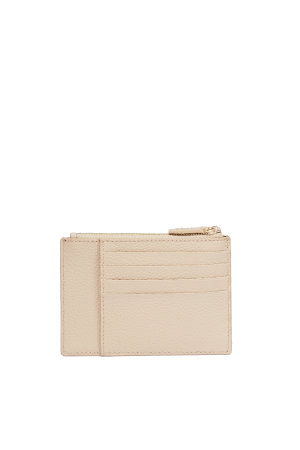 porte-cartes zippé Lancel Ninon en cuir grainé beige