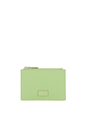 porte-cartes zippé Lancel Ninon en cuir grainé vert