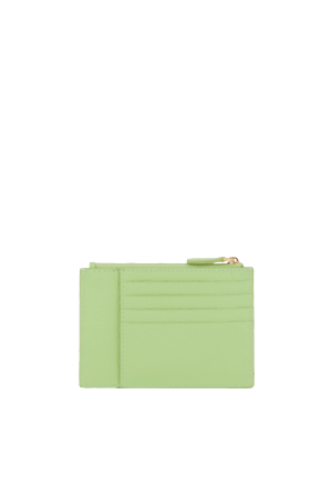 porte-cartes zippé Lancel Ninon en cuir grainé vert