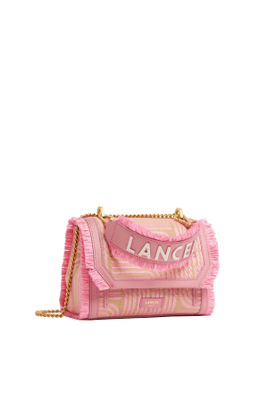 Sac rabat avec poignée NINON S Raphia - LANCEL