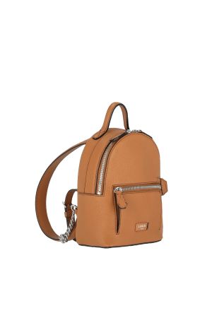 Lancel mini sac à dos Ninon cuir grainé camel