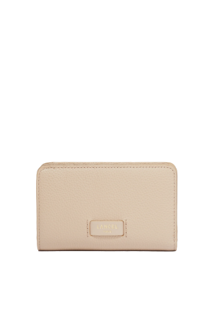 portefeuille zippé Lancel Ninon en cuir grainé beige