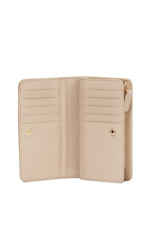 portefeuille zippé Lancel Ninon en cuir grainé beige