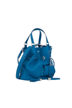 sac seau Lancel Premier Flirt S en cuir grainé bleu ciel