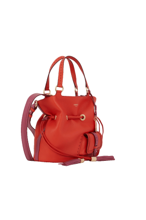 sac seau S Lancel Premier Flirt en cuir grainé multicolore orange
