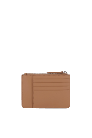 porte-cartes zippé Rodéo de Lancel en cuir lisse camel