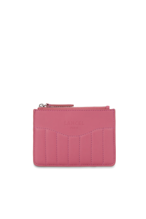 porte-cartes zippé Rodéo de Lancel en cuir lisse rose