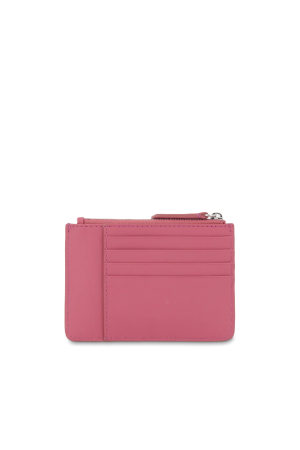 porte-cartes zippé Rodéo de Lancel en cuir lisse rose