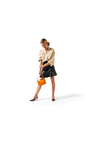 Sac baguette sixtine orange avec rabat avant 