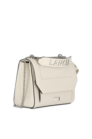 sac à rabat Lancel Ninon M en cuir blanc