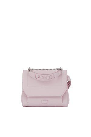 sac à main à rabat Lancel Ninon en cuir grainé rose poudré