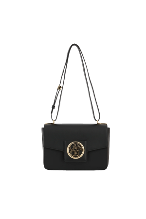 sac à rabat Roxane de Lancel en cuir noir avec détail doré