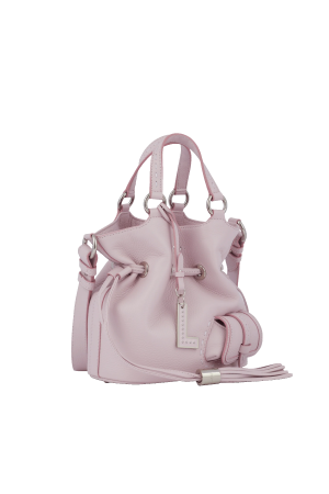 sac seau Lancel Premier Flirt S en cuir grainé rose poudre