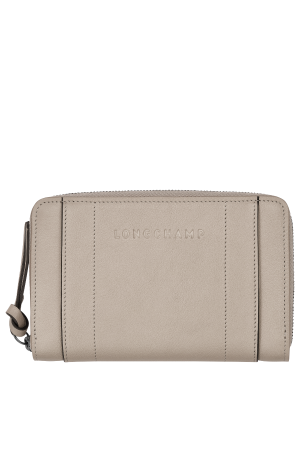 portefeuille Longchamp 3D en cuir gris