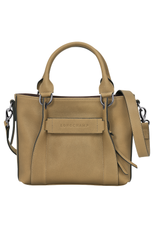 sac à main S Longchamp 3D en cuir lisse camel 