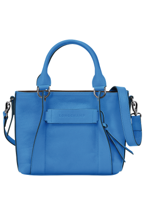 sac à main S Longchamp 3D en cuir lisse bleu ciel