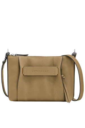 sac bandoulière S Longchamp 3D en cuir lisse camel