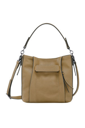 sac bandoulière S Longchamp 3D en cuir lisse camel