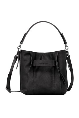 sac bandoulière S Longchamp 3D en cuir lisse noir