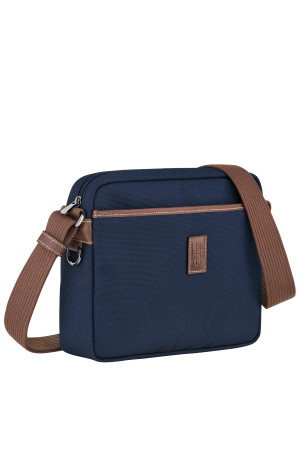 camera bag M Longchamp Boxford en toile et cuir navy