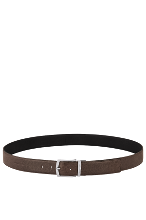 ceinture réversible homme Longchamp Le Foulonné en cuir marron et noir