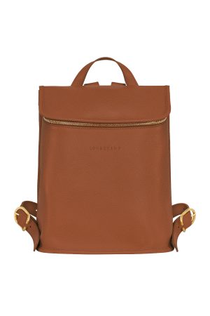 sac à dos Longchamp Le Foulonné en cuir grainé camel