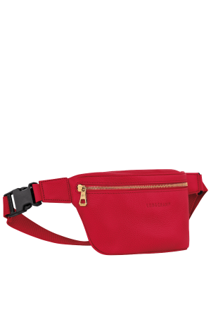 sac banane Longchamp Le Foulonné en cuir grainé rouge