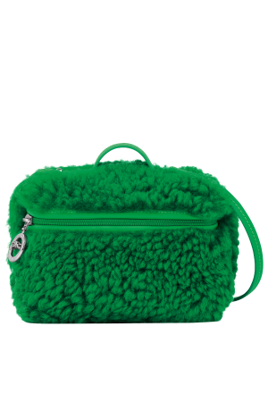 vanity à bandoulière XS Longchamp Le Pliage Cosy en shearling et cuir vert