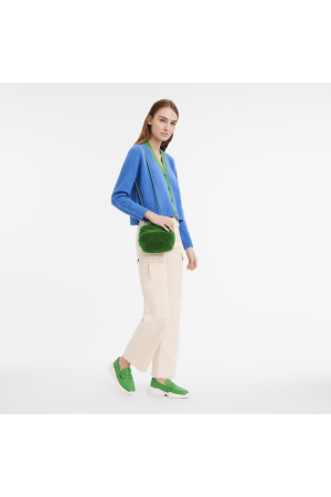 vanity à bandoulière XS Longchamp Le Pliage Cosy en shearling et cuir vert