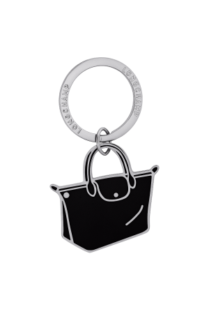 porte-clés en métal Longchamp Le Pliage argenté et noir