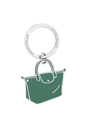 porte-clés en métal Longchamp Le Pliage argenté et vert