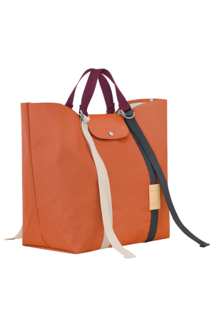 sac cabas XL Longchamp Le Pliage Re-Play en toile orange